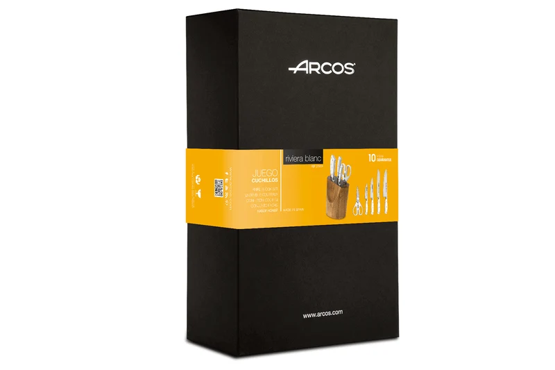 Bloc design 4 couteaux + ciseaux Arcos Riviera White