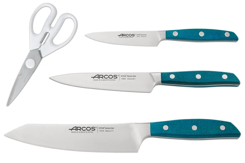 Bloc blanc laqué Arcos Brooklyn 3 couteaux + 1 paire de ciseaux