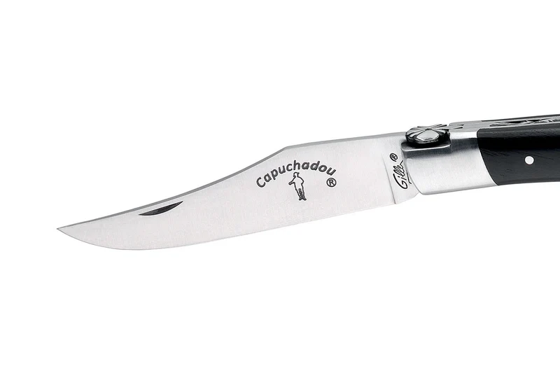 Couteau pliant artisanal Capuchadou acier sandvik manche bois d'ébène 12cm