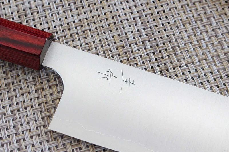 Couteau santoku japonais artisanal Kei Kobayashi SG2 Heptagone 17cm