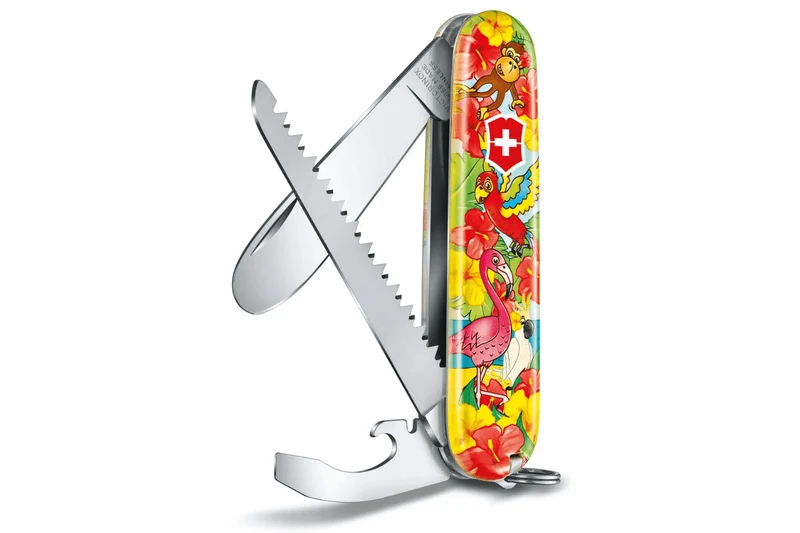 Couteau suisse pour enfant My First Victorinox édition animaux motif perroquet 84mm 9 fonctions