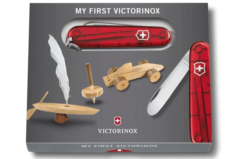 Couteau suisse pour enfant My First Victorinox rose translucide 84mm 9 fonctions