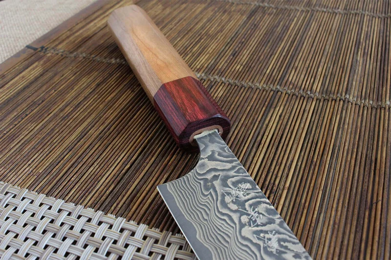 Couteau universel japonais artisanal Yoshimi Kato 15cm SG2 Damascus cerisier