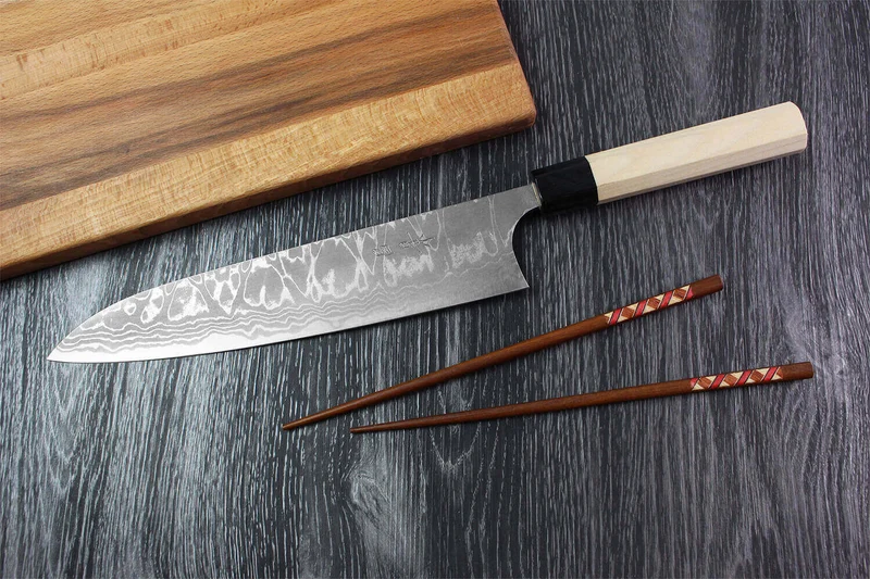 Couteau de chef japonais artisanal Masakage Shimo 24cm Shirogami