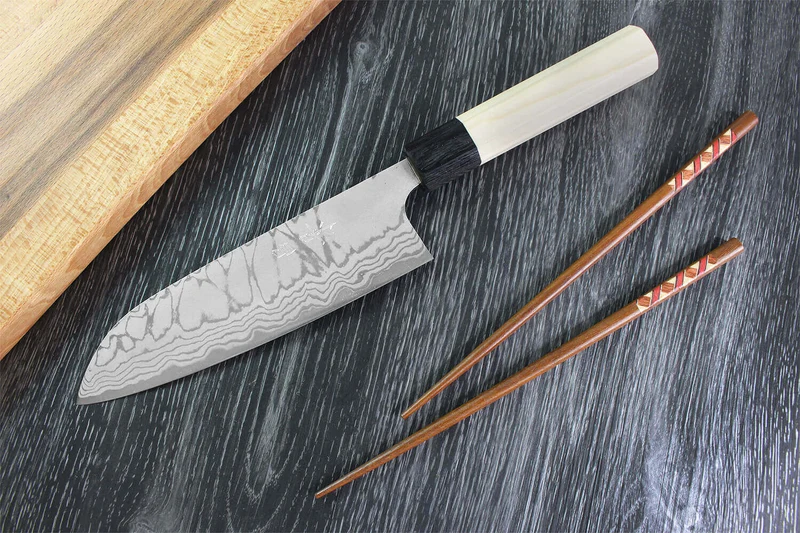 Couteau santoku japonais artisanal Masakage Shimo 17cm Shirogami