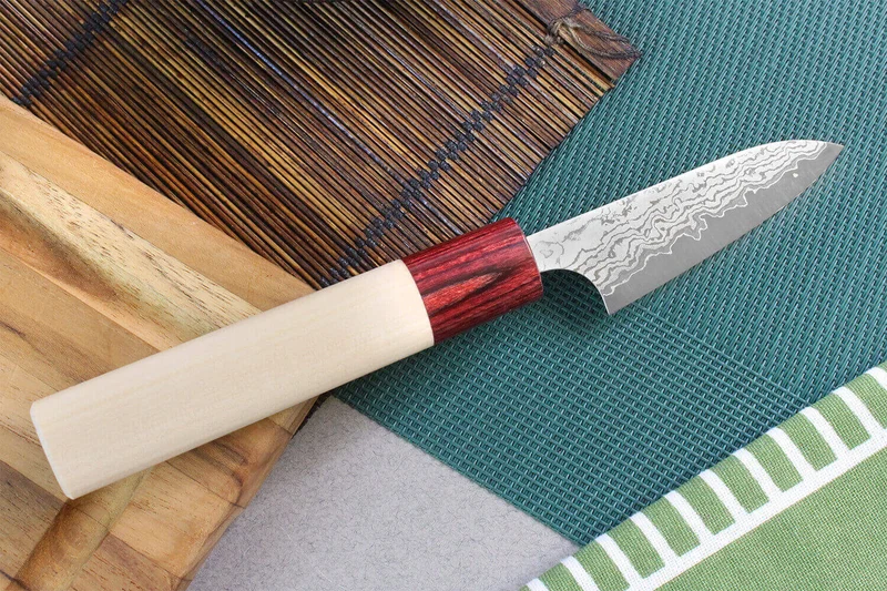 Couteau d'office japonais artisanal Masakage Kiri 7,5cm damas 49 couches