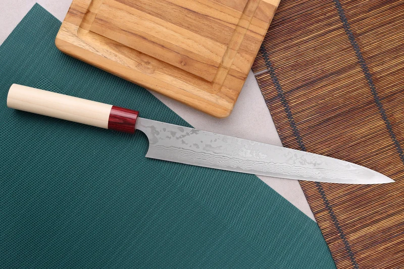 Couteau sujihiki japonais artisanal Masagake Kiri 27cm damas 49 couches