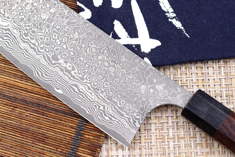 Couteau nakiri japonais artisanal Masakage Kumo 16,5cm damas 63 couches