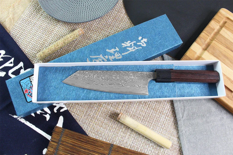 Couteau bunka japonais artisanal Masakage Kumo 16,5cm damas 63 couches