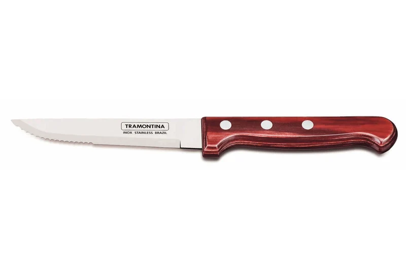 Set de 12 couteaux à steak Tramontina Gaucho lame 13cm manche rouge