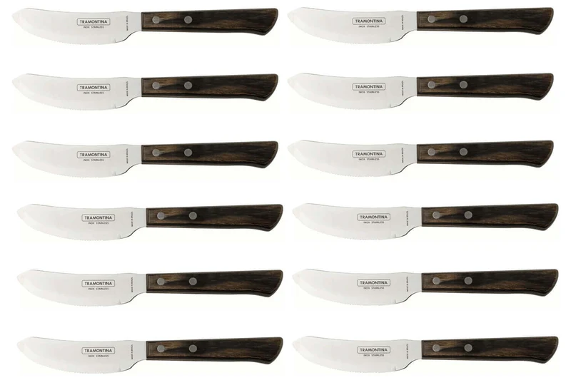 Set de 12 couteaux à steak/pizza Tramontina manche marron