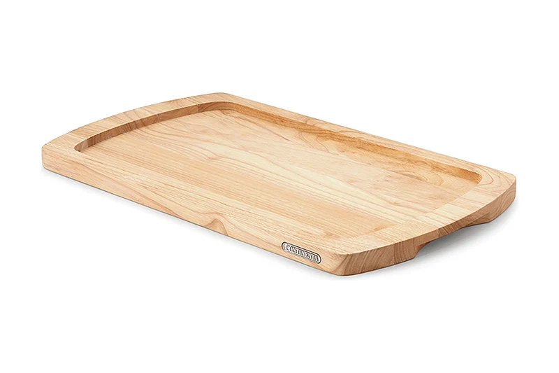 Planche à pain Continenta en bois d'hévéa 45x26x2cm + grille ramasse-miettes