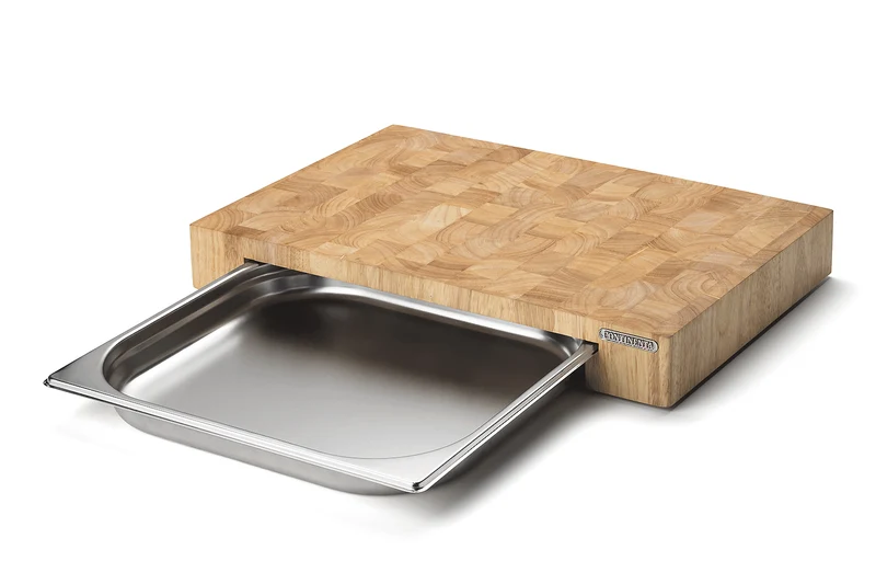 Planche à découper Continenta en bois 48x32,5x6cm + bac inox