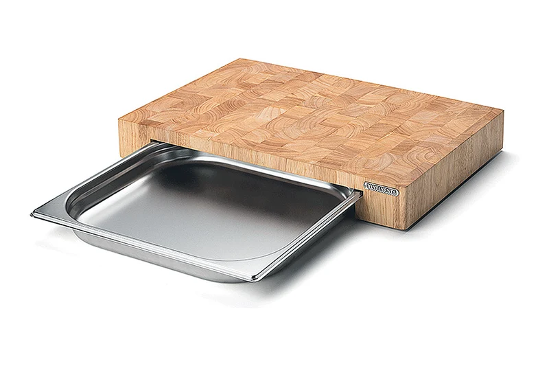 Planche à découper Continenta en bois 39x27x6cm + bac inox