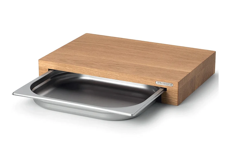Planche à découper Continenta en bois 39x27x6cm + bac inox