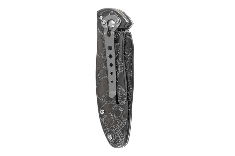 Couteau pliant Herbertz n°564612 tout inox têtes de mort relief 11.5cm