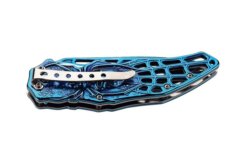 Couteau pliant Herbertz n°586412 manche araignée inox bleu 12cm