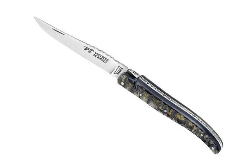Couteau pliant Laguiole LE FIDELE acier Sandvik manche corne de bélier 12cm