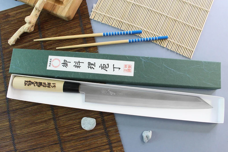 Couteau yanagiba kiritsuke japonais artisanal Yoshihiro Jyosaku White 2 steel 27cm