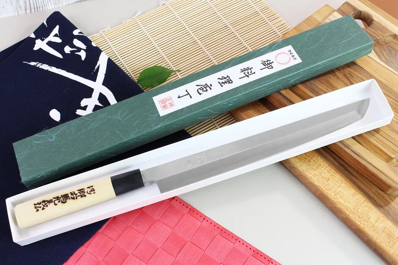 Couteau takohiki japonais artisanal Yoshihiro Jyosaku White 2 steel 27cm