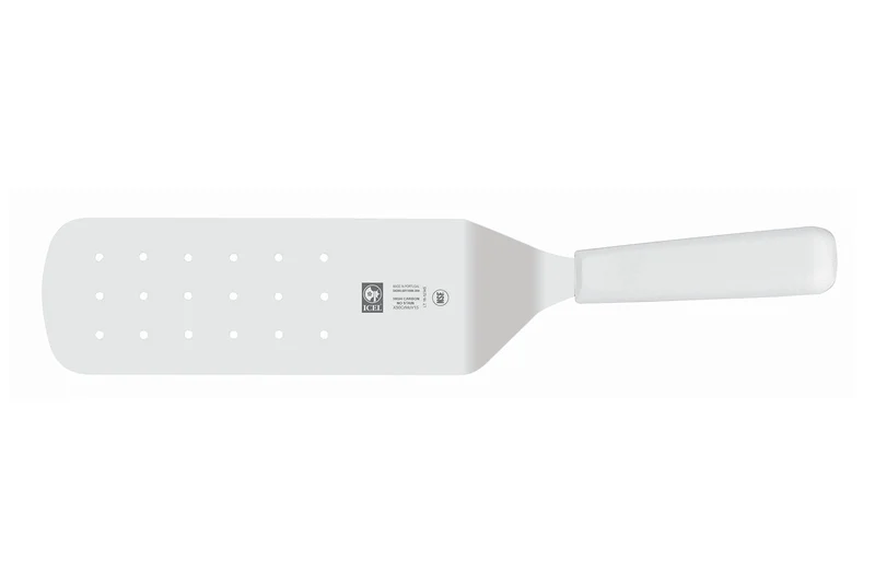 Spatule professionnelle Icel lame perforée 20cm manche blanc