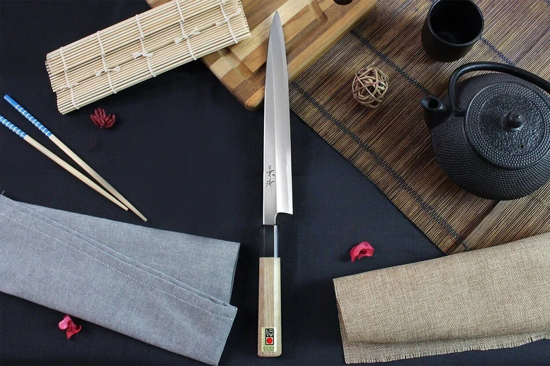 Couteau yanagiba japonais artisanal Kagekiyo Utage White Steel 2 24cm