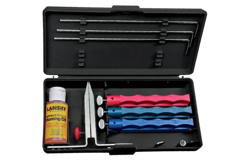 Kit d'aiguisage Lansky 3 pierres + huile + étrier