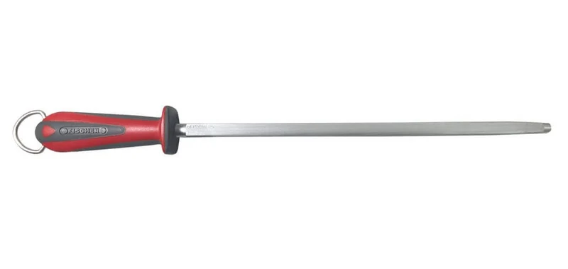Fusil à aiguiser mèche ronde FISCHER 35cm grain fin manche rouge et gris