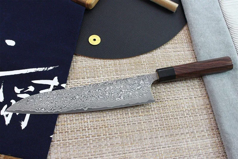 Couteau de chef japonais artisanal Masakage Kumo 24cm damas 63 couches