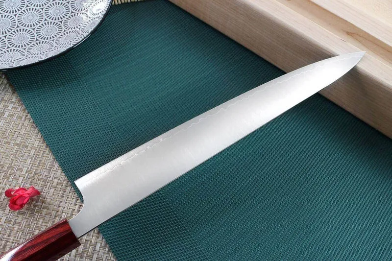 Couteau Sujihiki japonais artisanal Kei Kobayashi SG2 Heptagone 27cm