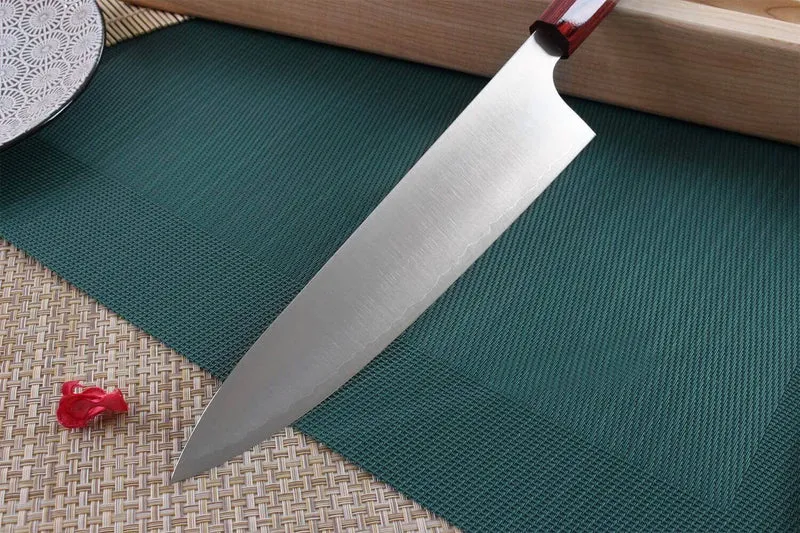 Couteau de chef japonais artisanal Kei Kobayashi SG2 Heptagone 24cm