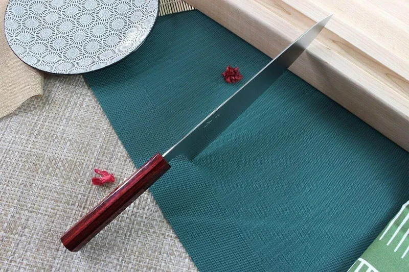Couteau de chef japonais artisanal Kei Kobayashi SG2 Heptagone 24cm