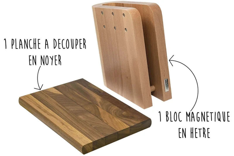 Bloc vide Artelegno Grand Prix pour 6 couteaux de cuisine + 1 planche à découper
