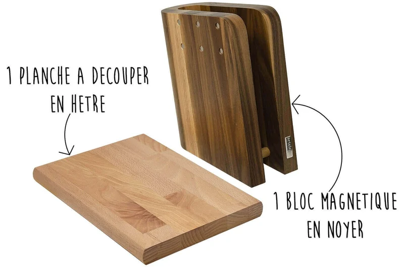 Bloc vide Artelegno Grand Prix pour 6 couteaux de cuisine + 1 planche à découper