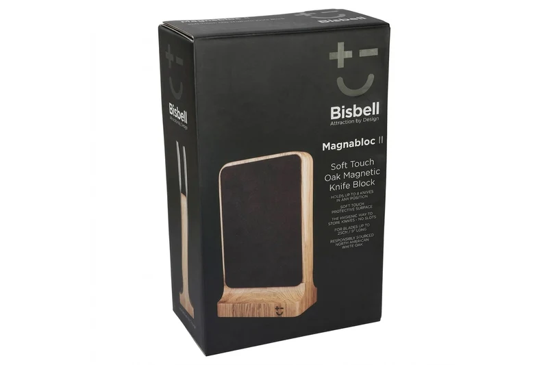 Bloc aimanté Bisbell en chêne massif soft touch pour 8 couteaux