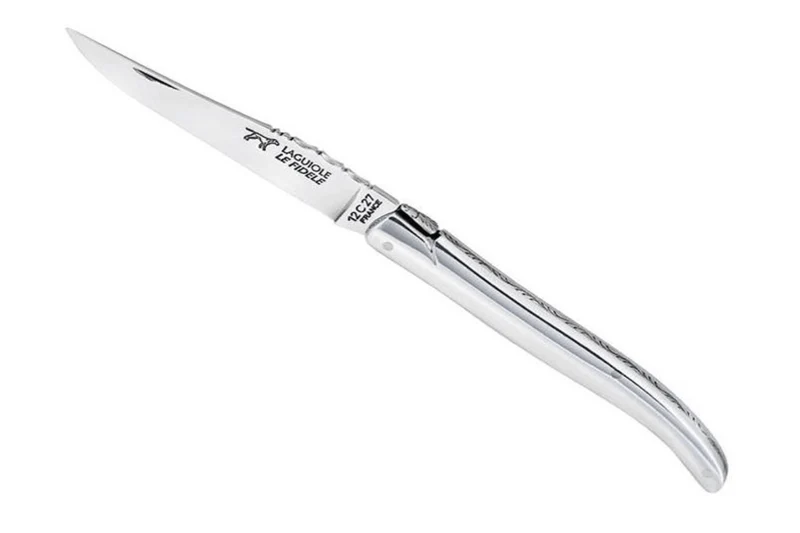 Couteau pliant Laguiole LE FIDELE acier Sandvik manche alu brillant 12cm