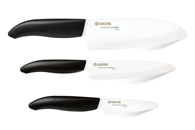 Coffret 3 couteaux Kyocera céramique santoku + office + petit office