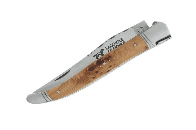 Couteau pliant Laguiole LE FIDELE acier Sandvik manche bois de genévrier 12cm