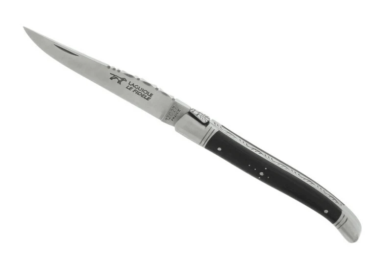 Couteau pliant Laguiole LE FIDELE acier Sandvik manche bois d'ébène 12cm
