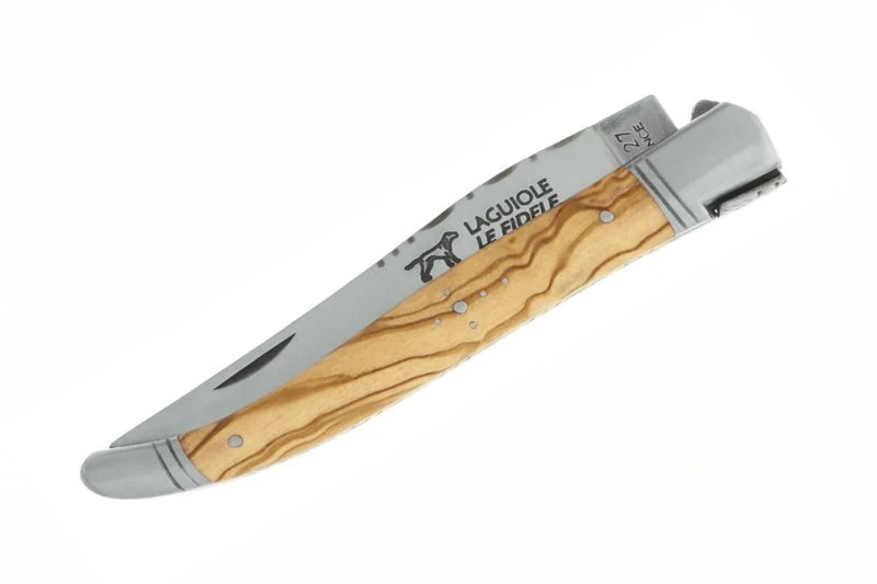Couteau pliant Laguiole LE FIDELE acier Sandvik manche bois d'olivier 12cm