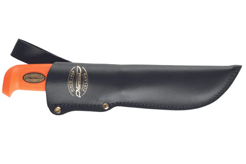 Couteau Marttiini Big Game 390024 lame 13cm manche caoutchouc orange + étui