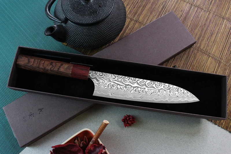 Couteau de chef japonais artisanal Yoshimi Kato 18cm SG2 Damascus