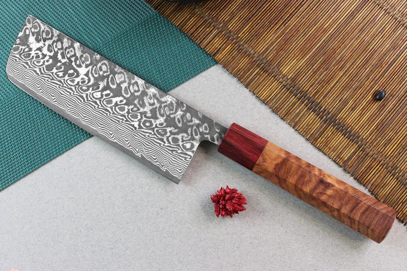 Couteau nakiri japonais artisanal Yoshimi Kato 16.5cm SG2 Damascus