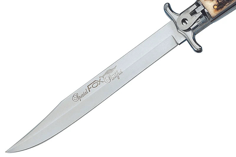 Couteau pliant Fox Special Hunter 1648 manche en bois de cerf véritable 11cm + étui en cuir