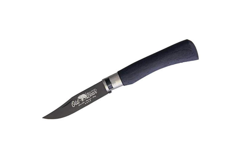Couteau artisanal Old Bear Total Black virole grise manche bois d'Ayous stratifié
