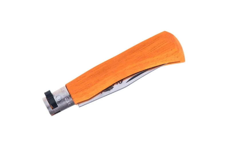 Couteau artisanal Old Bear Full Color orange manche bois d'Ayous stratifié