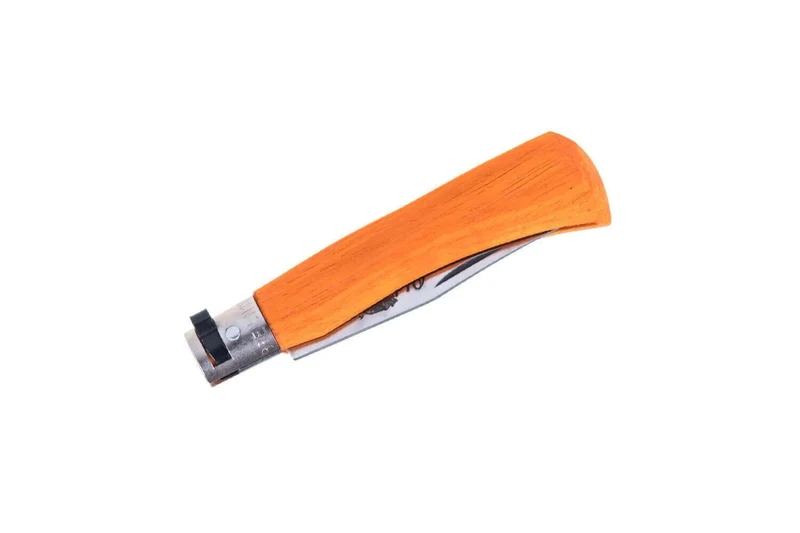 Couteau artisanal Old Bear Full Color orange manche bois d'Ayous stratifié