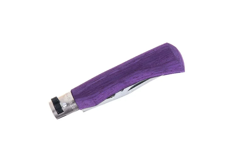 Couteau artisanal Old Bear Full Color violet manche bois d'Ayous stratifié