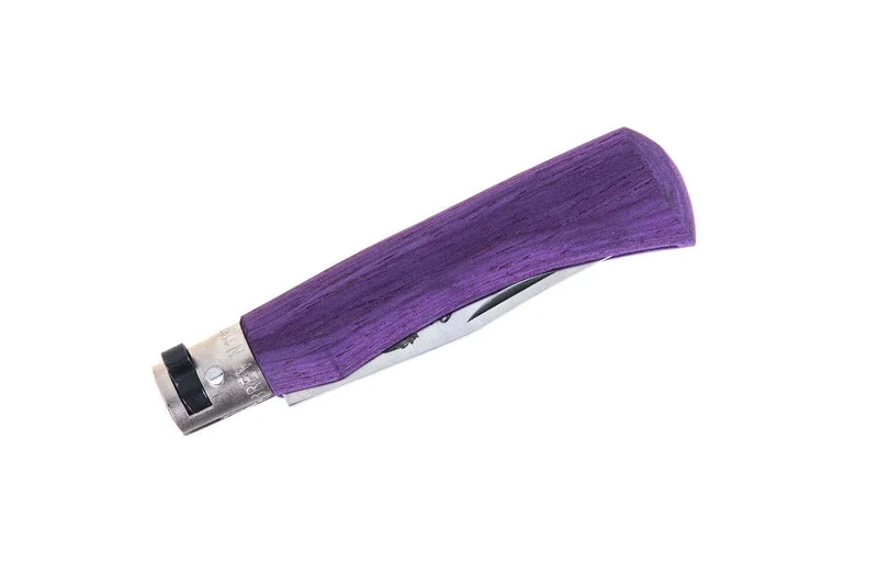 Couteau artisanal Old Bear Full Color violet manche bois d'Ayous stratifié