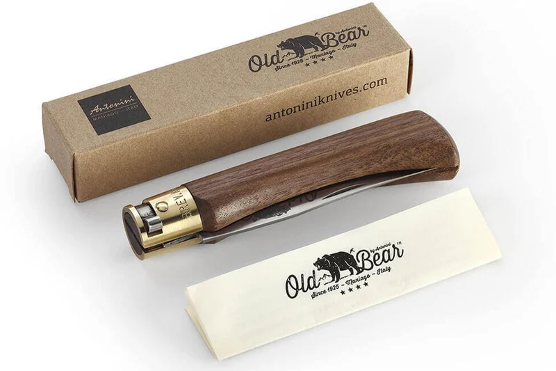 Couteau artisanal Old Bear XS lame inox 6cm manche noyer avec virole